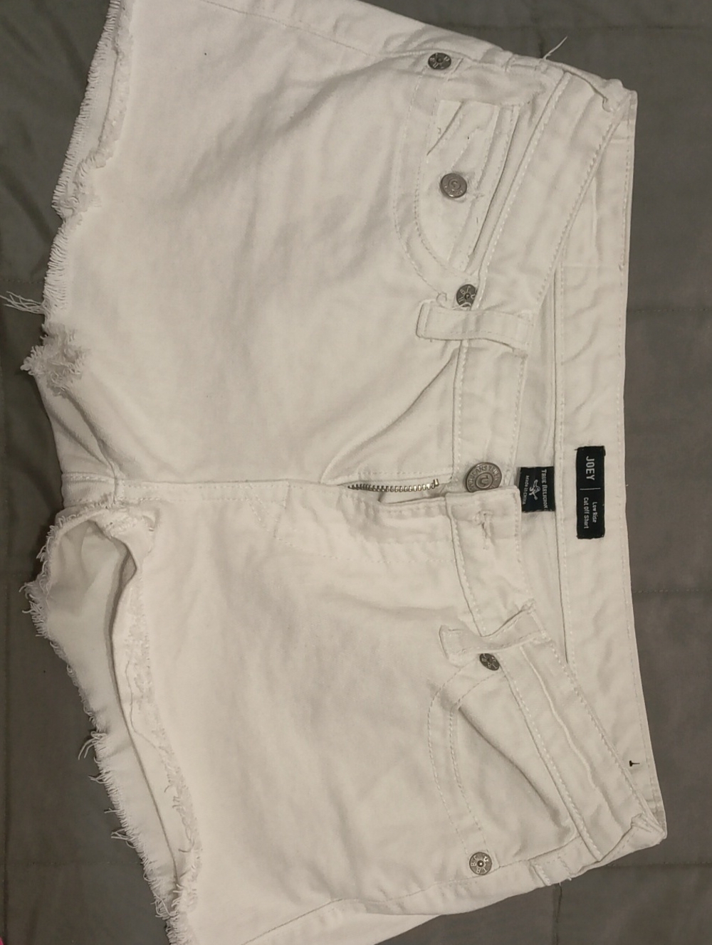 Joey White Frayed Hem High-Rise Denim Shorts